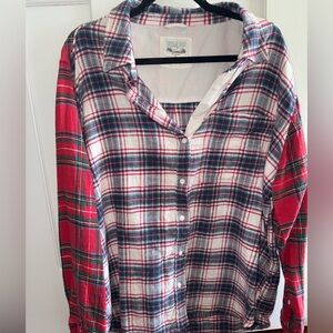 Mixed Pattern Flannel Shirt
